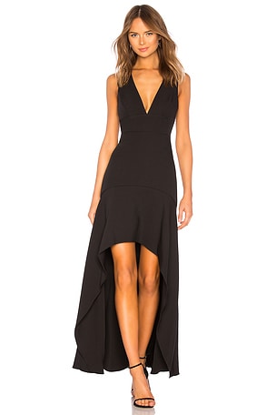 BCBGMAXAZRIA Plunging Hi Low Gown in Black | REVOLVE
