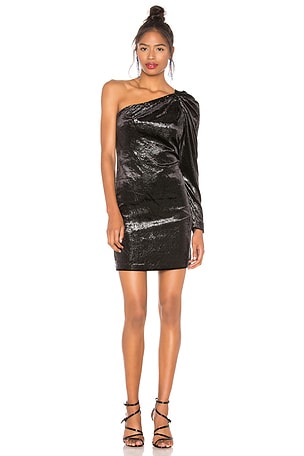 bcbg one shoulder dress black BCBGMAXAZRIA in Black/silver:Size 8 95% polyester Age:2T-12Y Black Cutout Ring Strappy