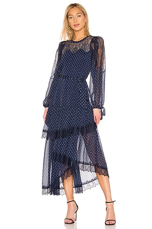 blue satin asymmetric dress Yvette Slip Maxi Dress With Asymmetrical Hem main image 0
