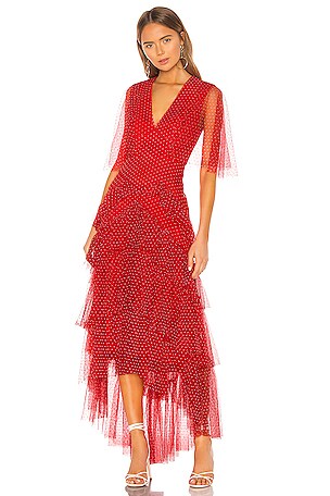 bcbg asymmetrical polka dots dress Milos Asymmetric Neckline Maxi Dress Polka Dot Brown