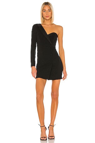 one shoulder dress with blazer Asymmetric One Shoulder Tailored Blazer Midi Dress Brandlyng