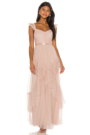 bcbgmaxazria bare pink dress Cascade Bare Pink Strapless Gown