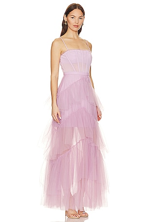 BCBGMAXAZRIA Corset Tulle Gown in Lavender