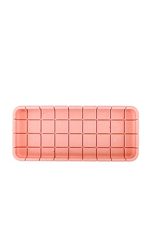 Block Design Tile Oblong Tray in Pink