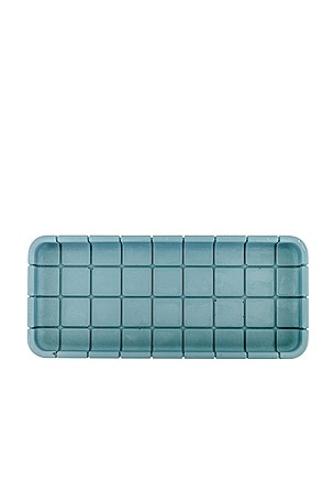 Block Design Tile Oblong Tray in Blue