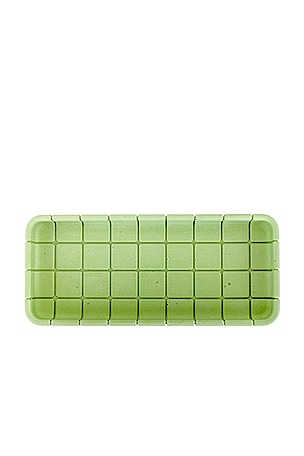 Block Design Tile Oblong Tray in Green