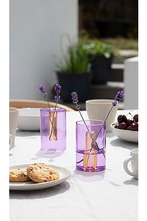 Block Design Small Reversible Glass Vase in Purple