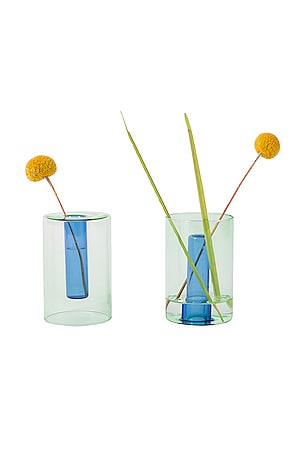 SMALL REVERSIBLE GLASS VASE 꽃병 Block Design