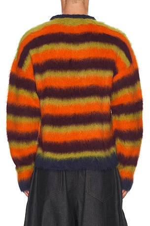 Brain Dead Blurry Lines Alpaca Crewneck Sweater in Orange