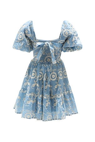 Bardot Junior Ellory Brioderie Mini Dress in Baby Blue