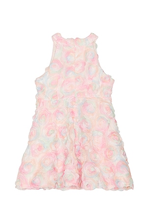 Bardot Junior Rainbow Florette Mini Dress in Pink. Size 4/5. Also