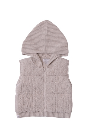 Toddler Cable Puffer Hooded Vest Barefoot Dreams