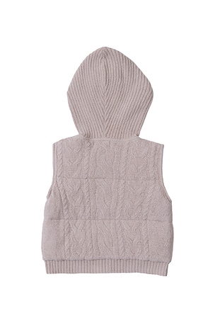Barefoot Dreams Toddler Cable Puffer Hooded Vest in Grey. Size 4/5T. Also