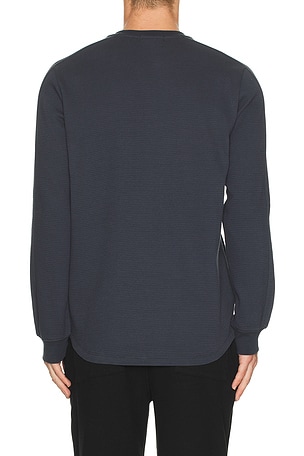 Barefoot Dreams Waffle Thermal Henley in Navy