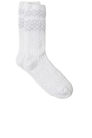 Barefoot Dreams CozyChic Barefoot In The Wild 2 Pair Sock Set in Cream &  Stone Multi