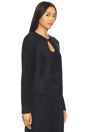 Barefoot Dreams CozyChic Ultra Light Striped Cardigan in Black