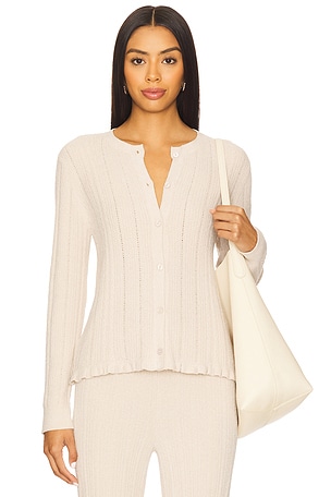 CozyChic Ultra Lite Cable Knit Cardigan With Ruffle Barefoot Dreams