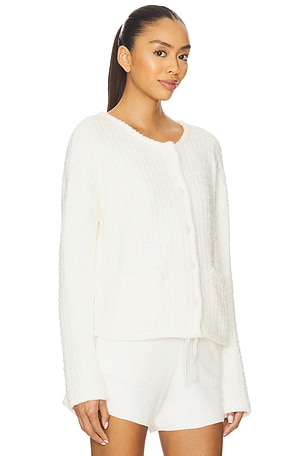 Barefoot Dreams CozyChic Textured Button Front Cardigan in White
