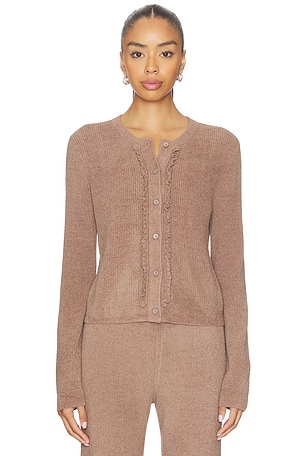 CozyChic Ultra Lite Pointelle Rib Ruffle Front Cardigan Barefoot Dreams