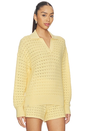 Barefoot Dreams Tulip Pointelle Collared Pullover in Yellow