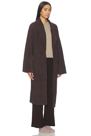 Barefoot Dreams CozyChic Cotton Rib Long Coat in Brown