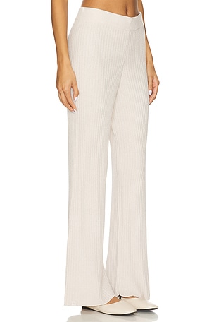 Barefoot Dreams CozyChic Ultra Lite Lurex Rib Wide Leg Pant in Tan