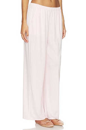 Barefoot Dreams Pointelle Rib Pant With Scallop Trim in Pink