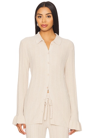 CozyChic Ultra Lite Ribbed Ruffle Cuff Shirt Barefoot Dreams