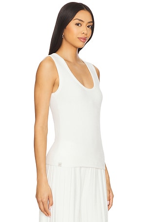 Barefoot Dreams CozyChic Ultra Light Scoop Neck Tank in White