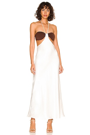 Bec + Bridge Nadia Cut Out Dress in Chocolate & Ivory | REVOLVE