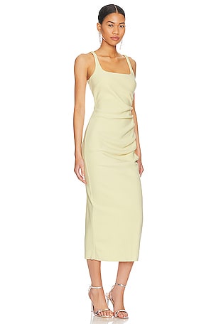 Bec + Bridge Karina Tuck Midi Dress in Lemon