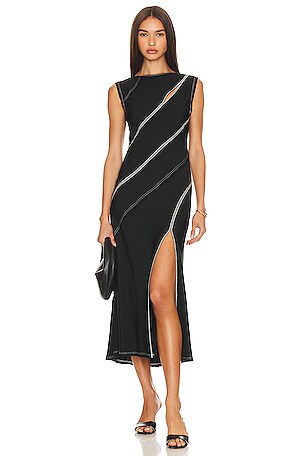bec and bridge black and white striped dress + Emery Panel Maxi in & Ivory Mac duggal