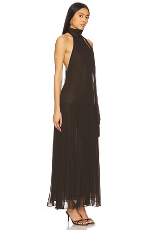 Bec + Bridge ROBE ENCOLURE HAUTE enKA en Chocolat