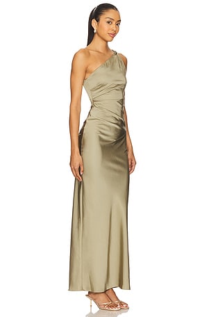 Bec + Bridge Lunetta Asymmetric Maxi Dress in Sage