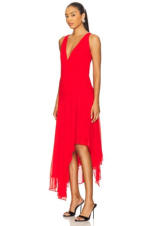 Bec + Bridge Rhone Wrap Asymmetric Dress in Red