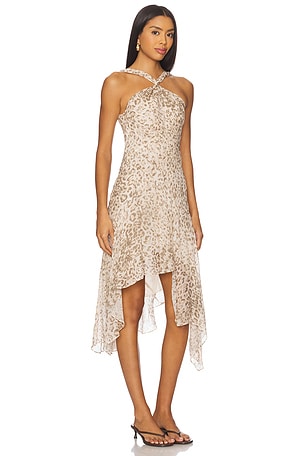 Bec + Bridge Feline Midi Dress in Taupe