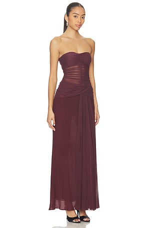 Bec + Bridge Noemi Strapless Dress in Wine. Size Aus 8/US 4. Also