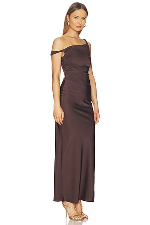 Bec + Bridge Lunetta Twist Strap Dress in Chocolate. Size Aus 8/US 4. Also