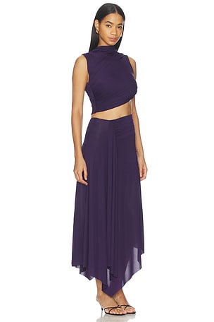 Bec + Bridge Leilah Drape Midi Dress in Purple