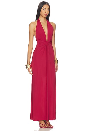 Bec + Bridge ROBE MAXI DÉCOLLETÉ PROFOND SUSIE en Rouge