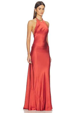 Bec + Bridge Quentin Racer Maxi Dress in Brick