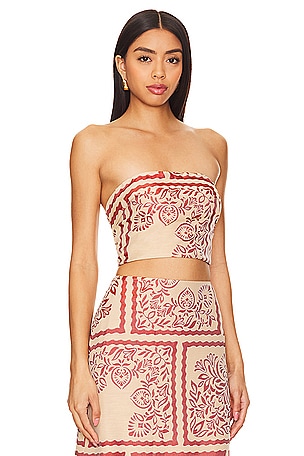 Palm Bliss Strapless Crop Bec + Bridge