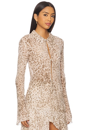 Bec + Bridge Feline Tie Blouse in Taupe