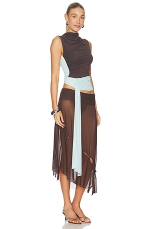 Bec + Bridge Conni Top in Brown,Baby Blue