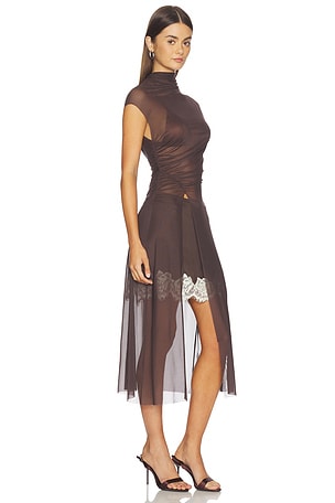 Bec + Bridge Eva Split Tunic Top in Chocolate