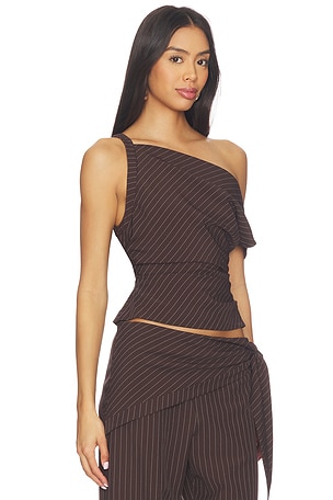 Bec + Bridge Andre Asym Top in Chocolate