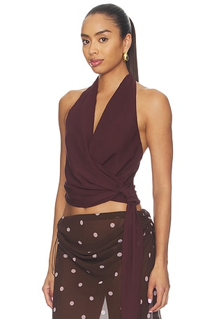 Bec + Bridge Amanda Halter Top in Burgundy