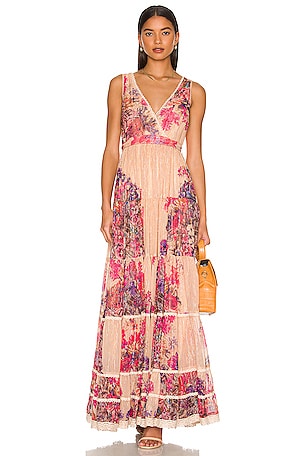 L'Agence Adriana newest Maxi Dress in Apricot Combo - Size 4