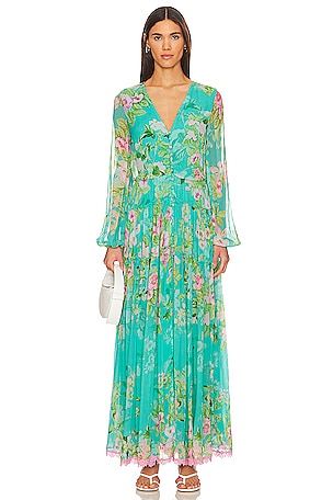 HEMANT AND NANDITA Azra Maxi Dress in Teal