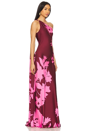HEMANT AND NANDITA One Shoulder Long Dress in Wine